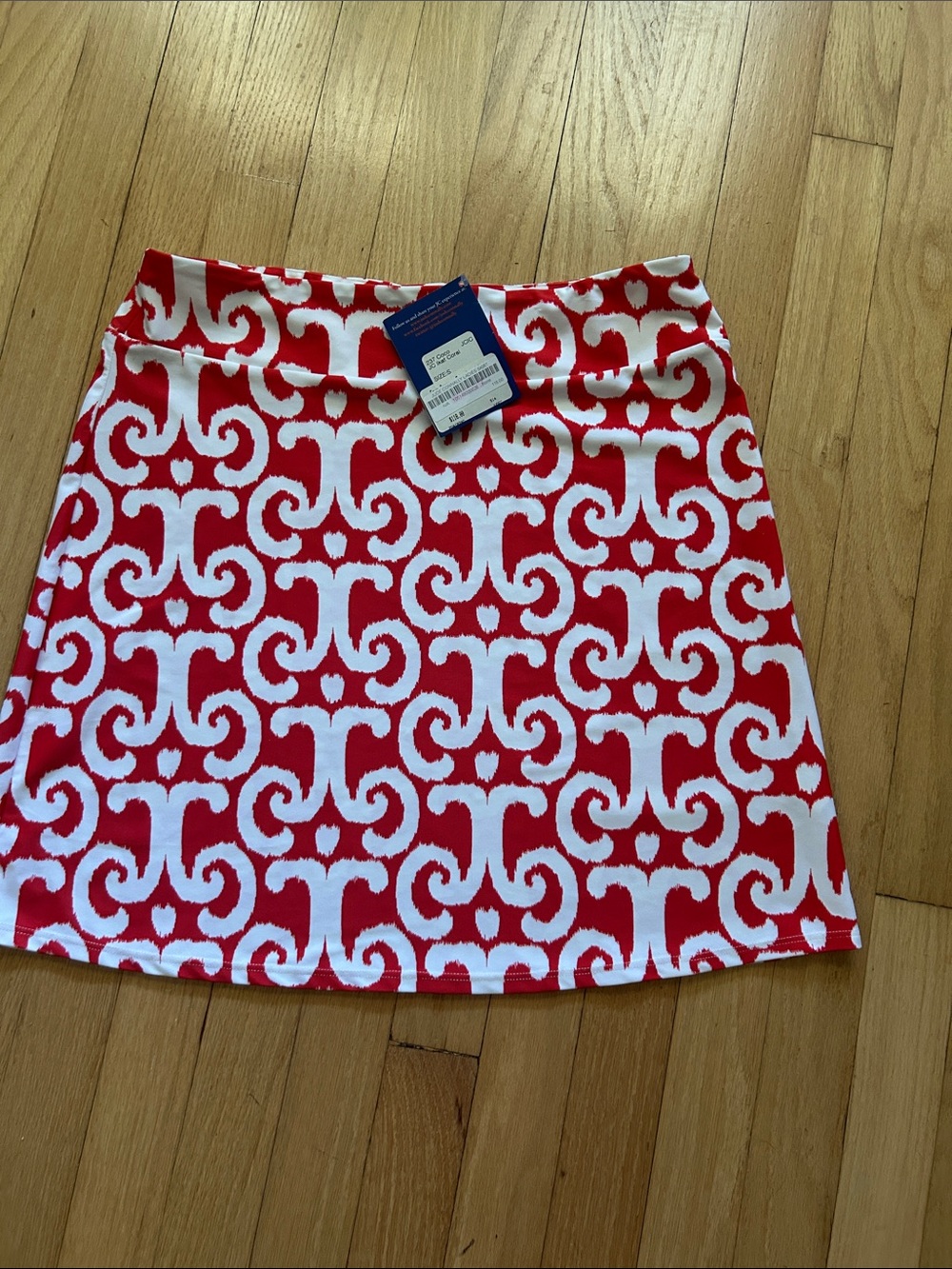 NWT Jude Connally Coral and White Patterned Skirt Size Small